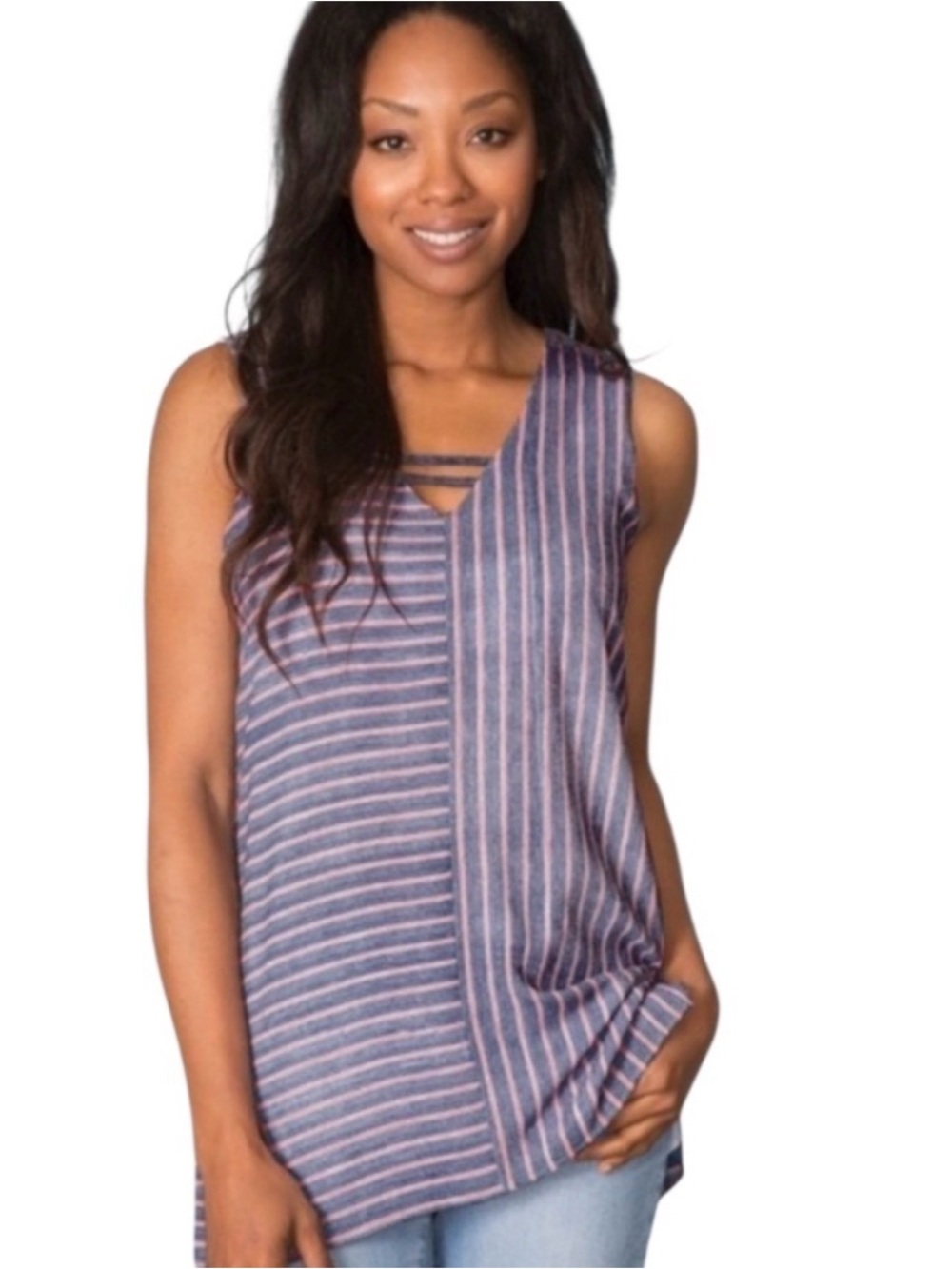 NWT Simply Noelle Striped Sleeveless Tunic Top S/M (8-10)